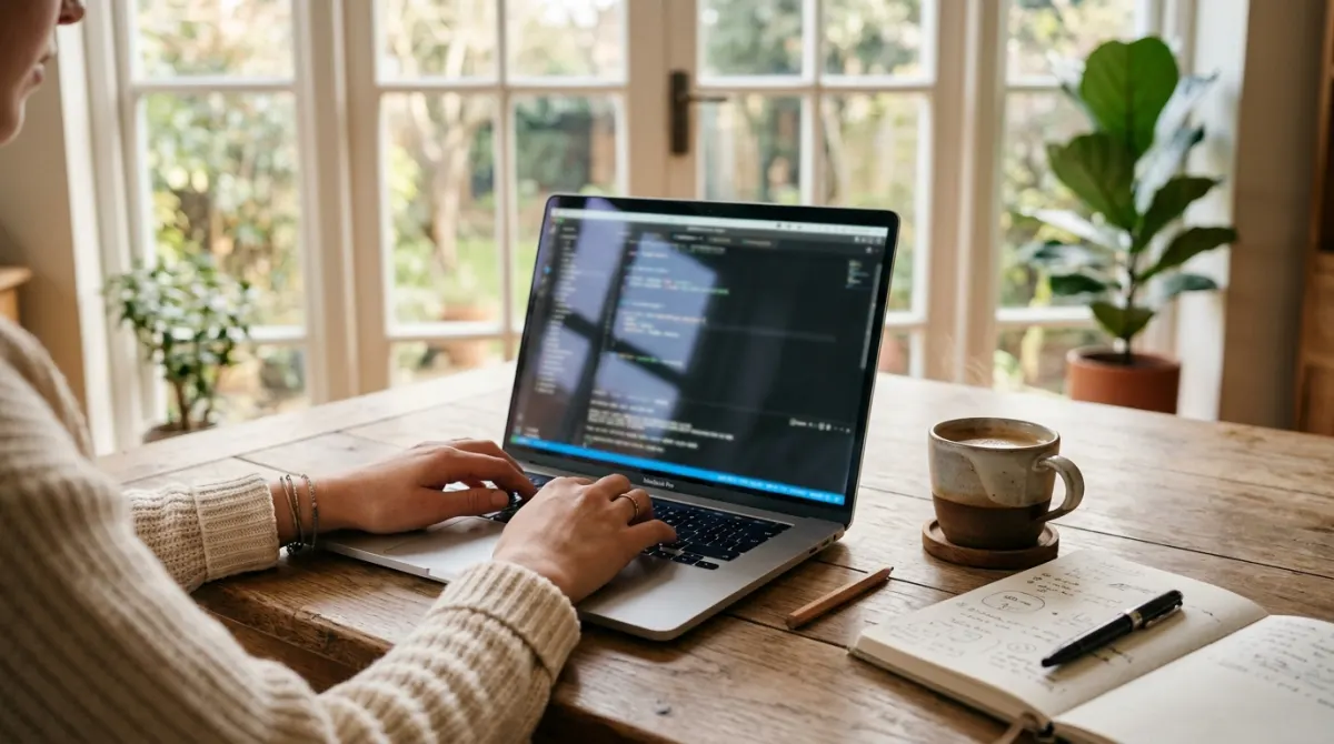 Mujer reservando certificado energético online desde el portátil