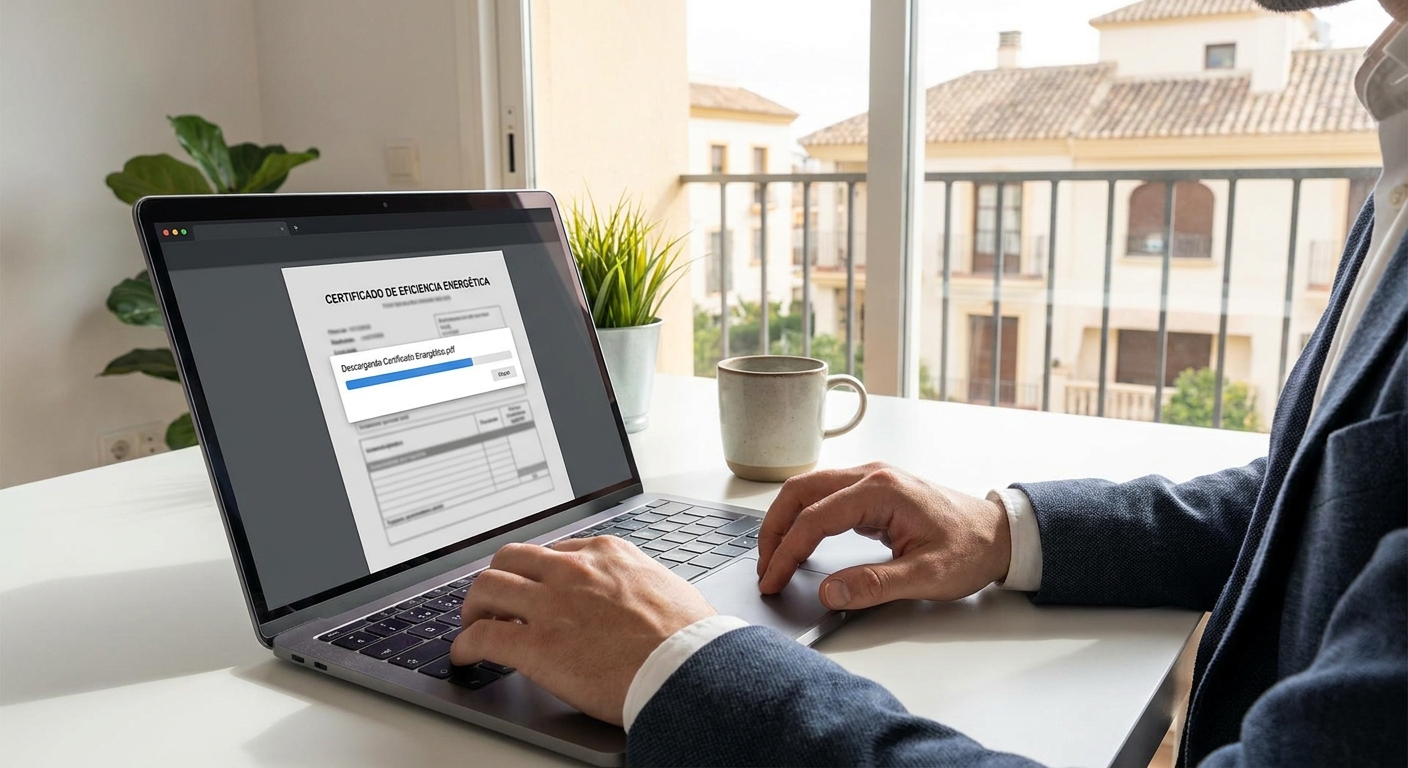 person downloading pdf document on laptop