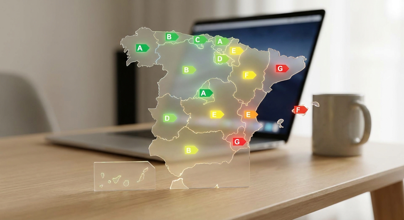 map of spain with energetic efficiency labels