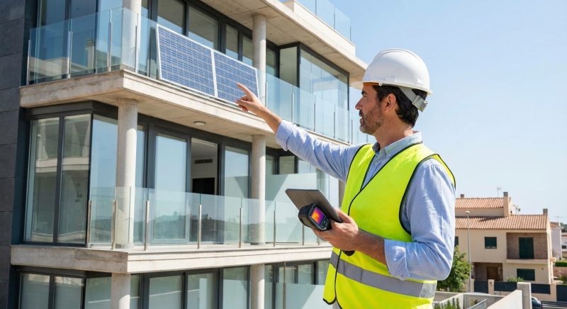 architect inspecting building